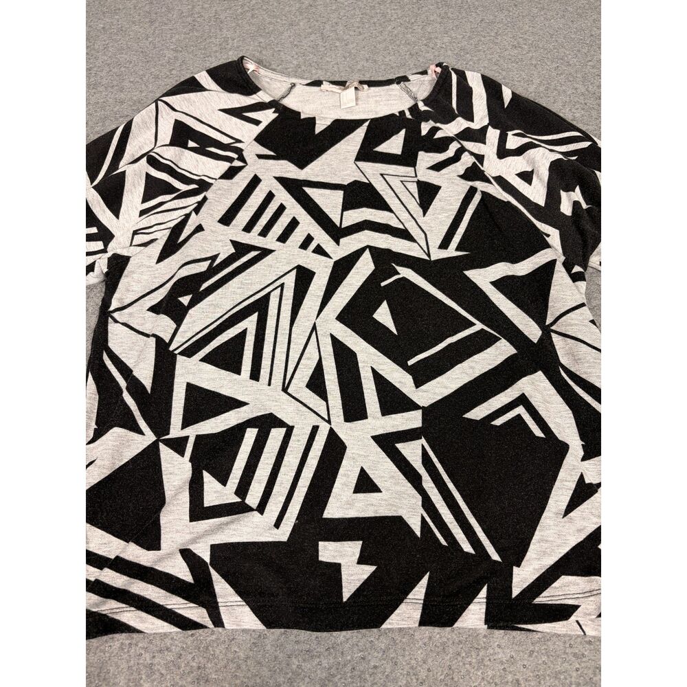 Forever 21 Women's L Black White Geometric Graphic Sweatshirt Pullover - Picture 7 of 8